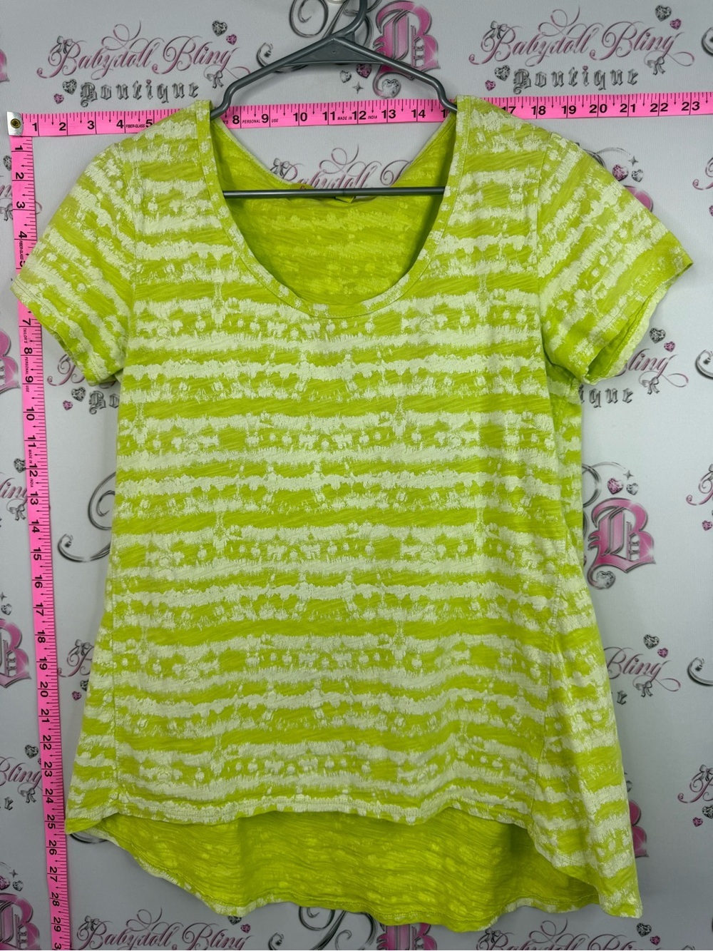 fresh produce T-shirt Lime Green and White Short Sleeve Textured Tee